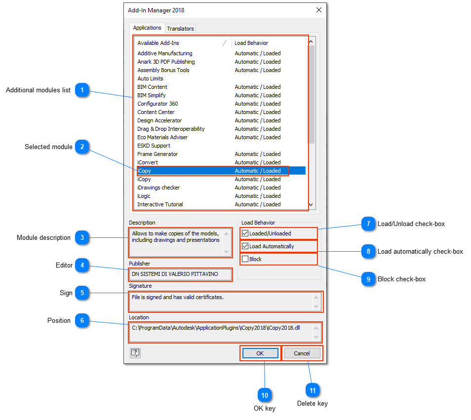  Management Additional modules window