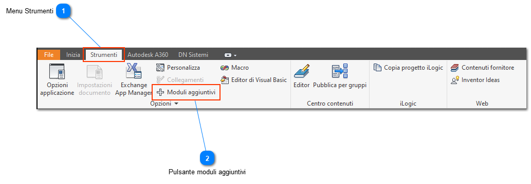 Aprire Gestione moduli Aggiuntivi